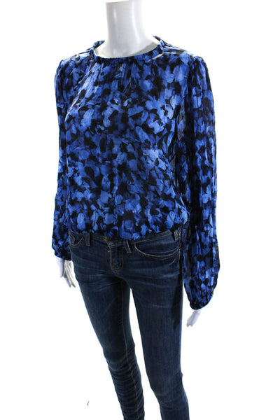 Bella Dahl Women's Round Neck Long Sleeves Floral Sheer Blouse Size S