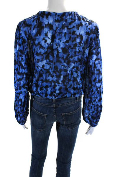 Bella Dahl Women's Round Neck Long Sleeves Floral Sheer Blouse Size S