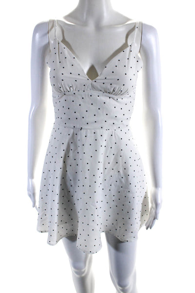 Superdown Womens Polka Dot Sleeveless A Line Short Dress White Black Size XS