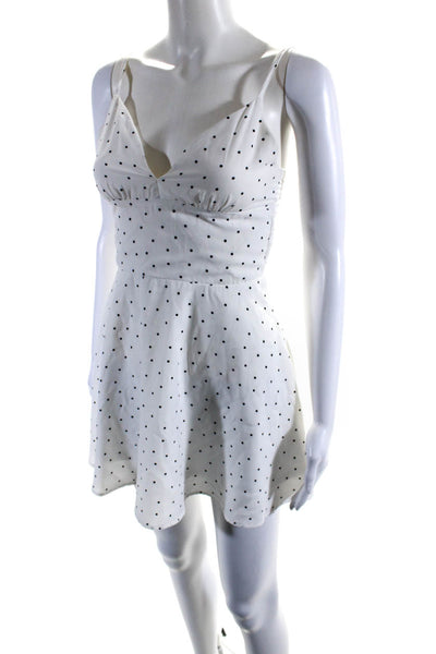 Superdown Womens Polka Dot Sleeveless A Line Short Dress White Black Size XS