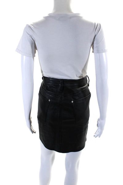 Rag & Bone Womens Leather Flat Front Mini Skirt Black Size 28