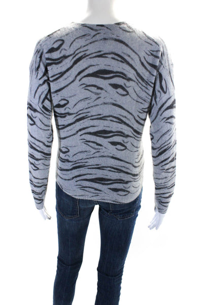 360 Cashmere Womens Animal Print Tie Front Sweater Gray Size Extra Small