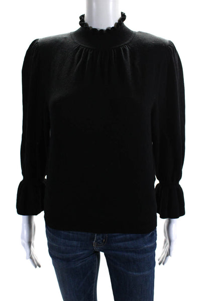 Ba&Sh Womens Bell Long Sleeves Turtleneck Sweater Black Cotton Blend Size 0
