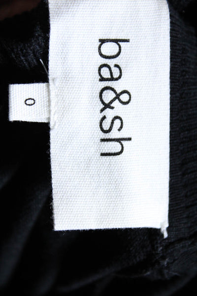 Ba&Sh Womens Bell Long Sleeves Turtleneck Sweater Black Cotton Blend Size 0