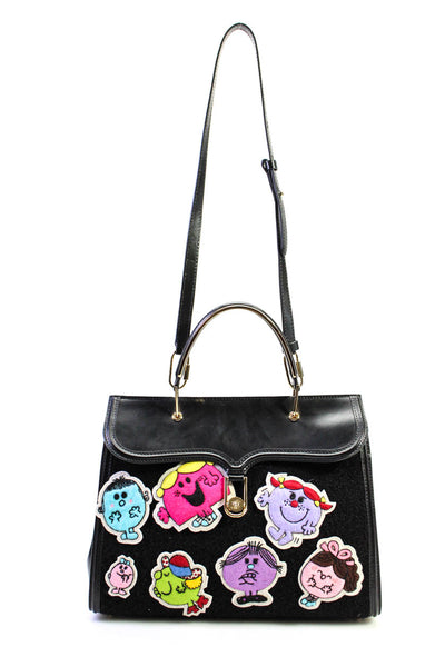 Olympia Le-Tan Marguerite Hook & Loop Customizable Patch Tote Handbag Black