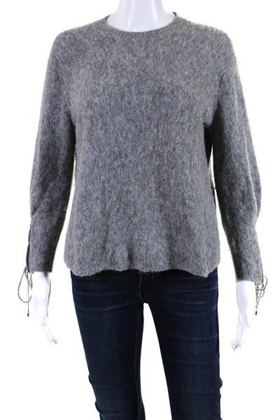 3.1 Phillip Lim Womens Crew Neck Tied Wrist Long Sleeved Sweater Gray Size XS
