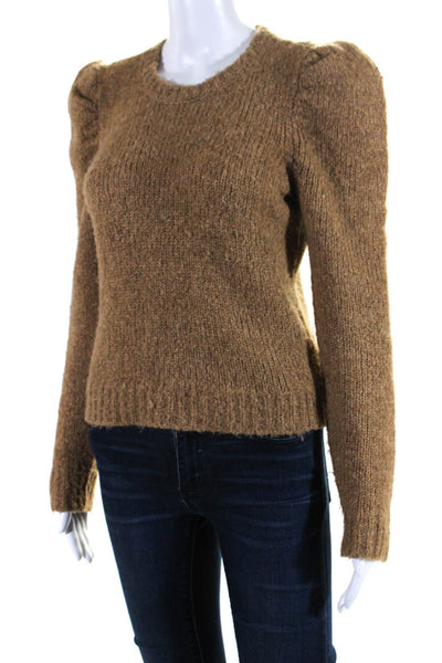 Derek Lam 10 Crosby Womens Puff Shoulder Long Sleeved Knit Sweater Brown Size S