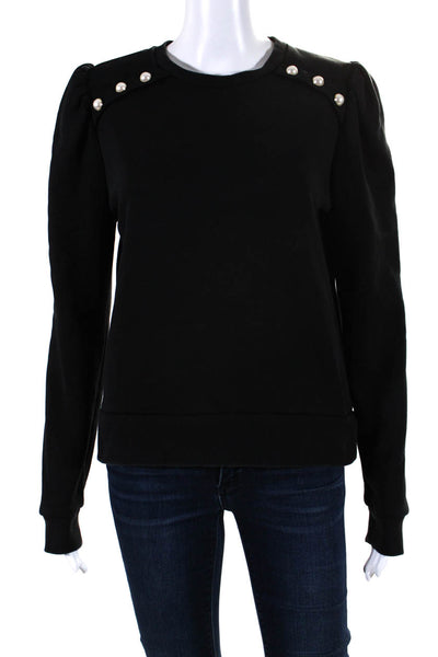 Generation Love Womens Faux Pear Detail Round Neck Sweatshirt Top Black Size XS