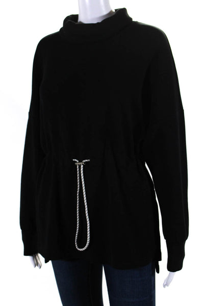 Varley Womens Drawstring Waist Pullover Turtleneck Sweatshirt Top Black Size S