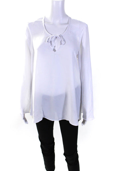 Show Me Your Mumu Womens V-Neck Long Sleeve Pullover Blouse Top White Size L