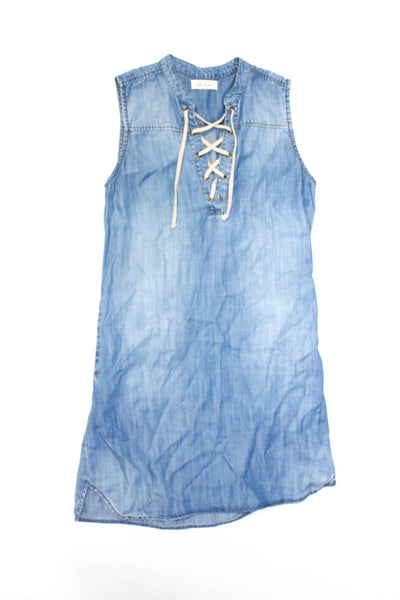 Bella Dahl Calvin Rucker Womens Blue Lace Up Sleeveless A-Line Dress Size S lot2