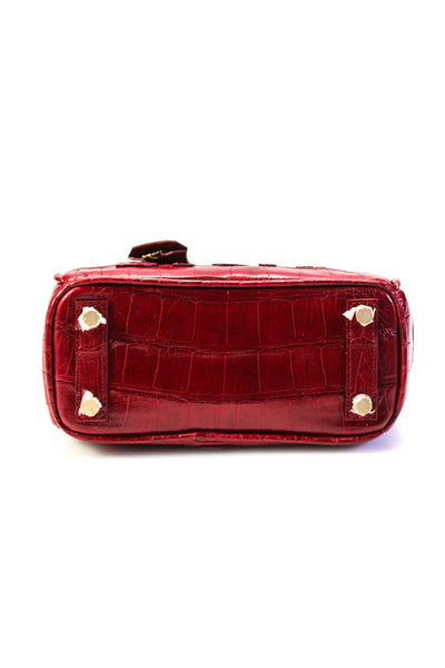 Piri Womens Double Handle Crocodile Mini Hot Stuff Satchel Handbag Red