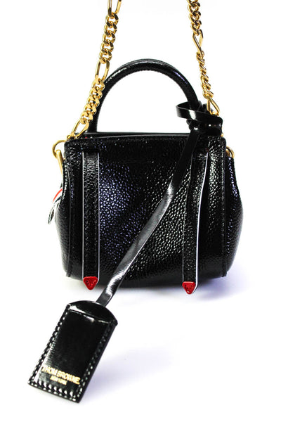 Thom Browne Womens Single Strap Top Handle Micro Mini Handbag Navy Leather