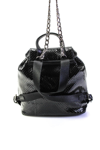 Prada Womens Vela Mini Snakeskin Backpack Chain Crossbody Handbag Black