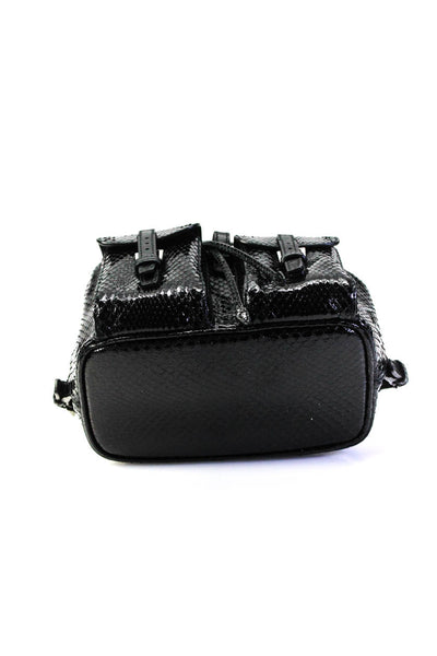 Prada Womens Vela Mini Snakeskin Backpack Chain Crossbody Handbag Black