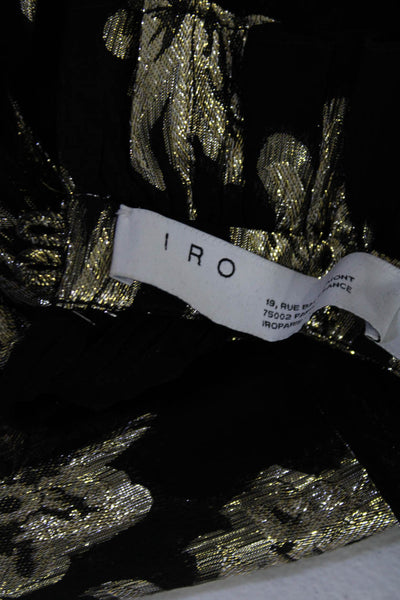 IRO Womens Metallic Floral Print High Neck Keyhole Back Blouse Black Size 42