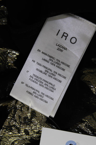IRO Womens Metallic Floral Print High Neck Keyhole Back Blouse Black Size 42