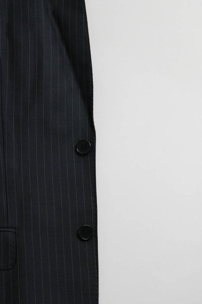 Zara Man Mens Dark Blue Striped Two Button Blazer Pants Suit Set Size 42