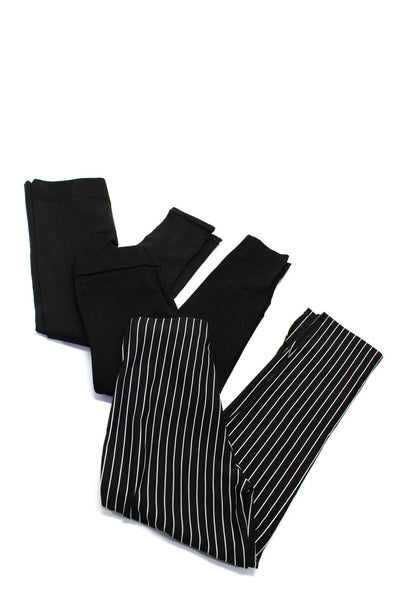 Zara Womens Striped Print Elastic Waist Skinny Leg Pants Black Size S M Lot 3