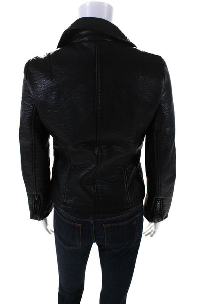 Zara Womens Collared Zippered Long Sleeve Motorcycle Jacket Black Size XS