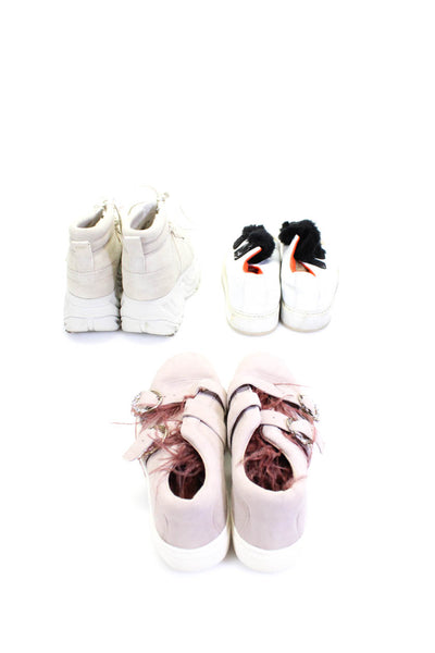Zara Womens Pom Pom Buckled Tied Hook Pile Tape Sneakers Beige Size 37 36 Lot 3