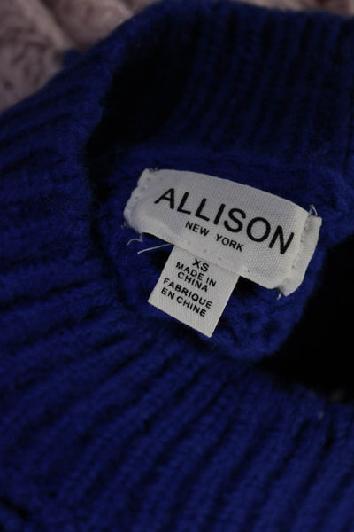 Allison Womens Oversized Fringe Crochet Knit Sweater Blue Red Pink Size XS