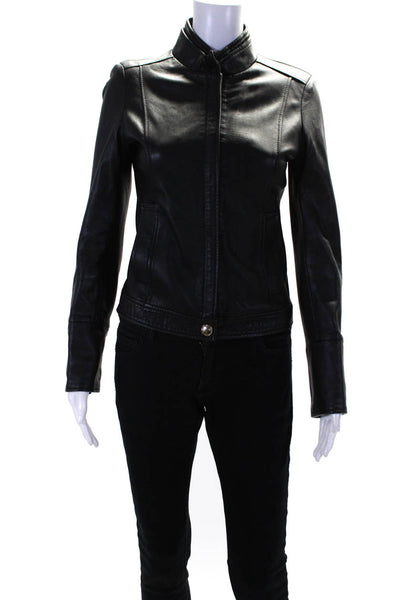 A. Raspini Womens Zipped Buttoned Collared Long Sleeve Jacket Black Size EU40