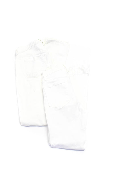 Frame J Brand Womens Cotton Frayed Hem Buttoned Skinny Pants White Size 25 Lot 2