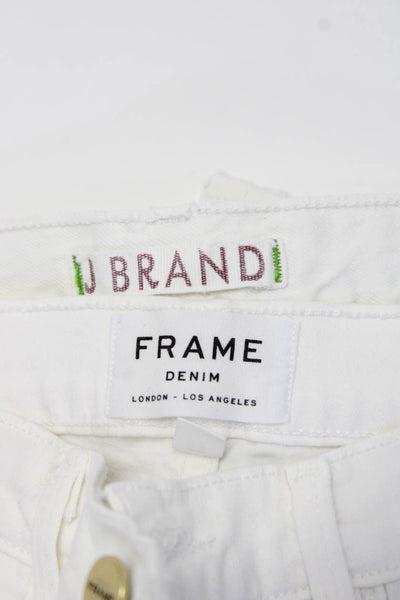Frame J Brand Womens Cotton Frayed Hem Buttoned Skinny Pants White Size 25 Lot 2