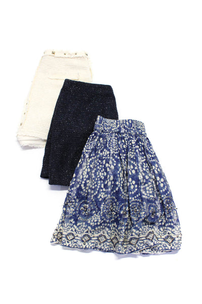 Zara Womens Cotton Fringe Stud Spotted Glitter Mini Skirts White Size XS M Lot 3