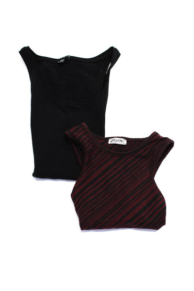 Intimately Free People Theory Womens Maroon Striped Crop Top Size S OS Lot 2