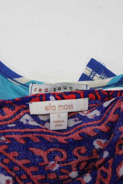 Ella Moss Red Haute Womens Blue/Red Printed Sleeveless Blouse Top Size S lot 2