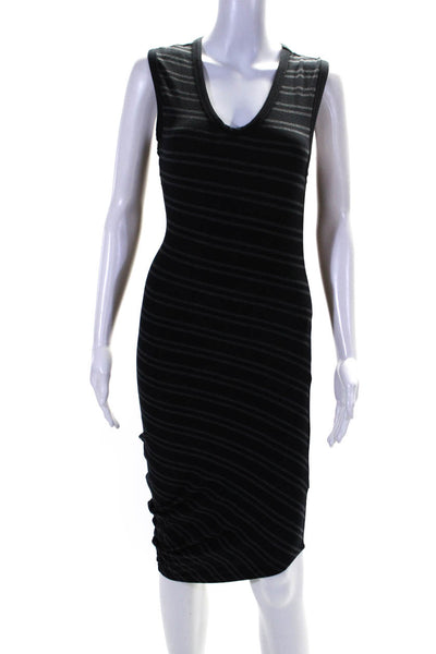 T Alexander Wang Womens Black Striped Scoop Neck Sleeveless Tank Dress Size XS