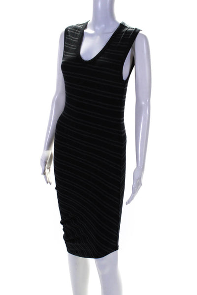 T Alexander Wang Womens Black Striped Scoop Neck Sleeveless Tank Dress Size XS