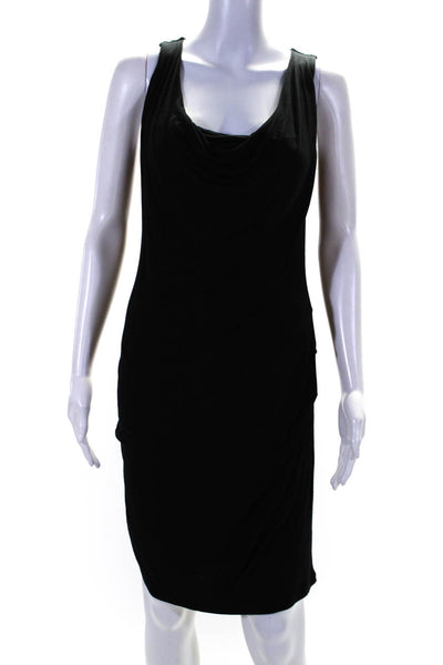 Velvet Womens Black Drape Neck Sleeveless Sleeveless Mini Bodycon Dress Size S