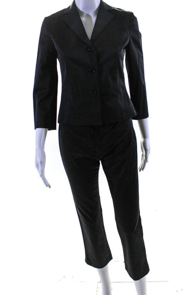 BCBGMAXAZRIA Womens Black Three Button Long Sleeve Blazer Pants Suit Set Size 0