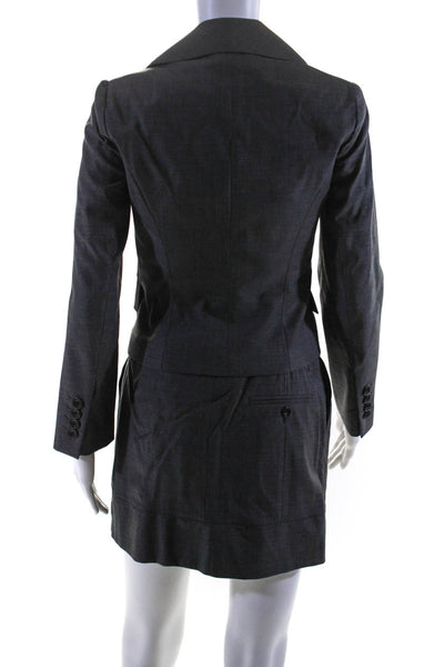 Karen Millen Womens Dark Gray Wool Three Button Blazer Shirt Suit Set Size 4