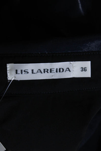 Lis Lareida Womens Button Front Collared Textured Jacket Navy Blue Wool FR 36