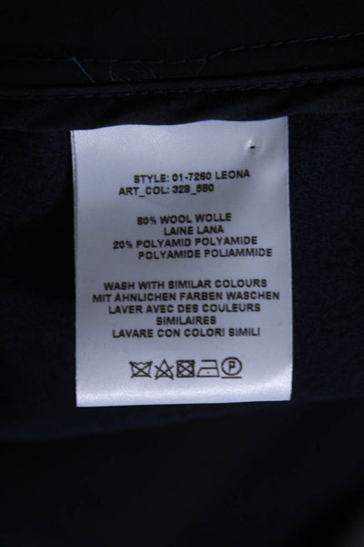 Lis Lareida Womens Button Front Collared Textured Jacket Navy Blue Wool FR 36