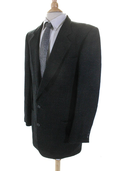 Hudsons Mens Spotted Textured Collar Button Long Sleeve Blazer Black Size EUR42