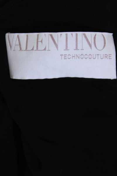 Valentino Techno Couture Womens Short Sleeves One Shoulder Dress Black Wool Size