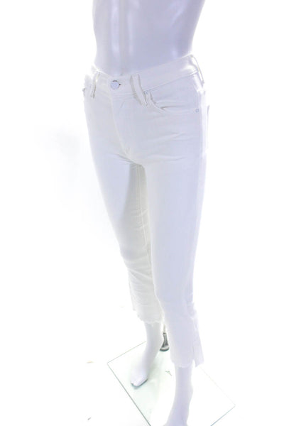 Mother Womens The Insider Crop Step Frey Jeans White Cotton Size 23