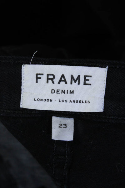 Frame Denim Womens High Rise Flare Leg Jeans Black Cotton Size 23