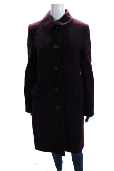 Jigsaw Womens Buttoned Long Sleeved Collared Long Blazer Overcoat Purple Size 10