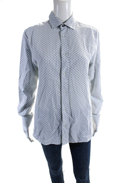 Ted Baker London Womens Spotted Long Sleeve Button Down Shirt White Black Size 2