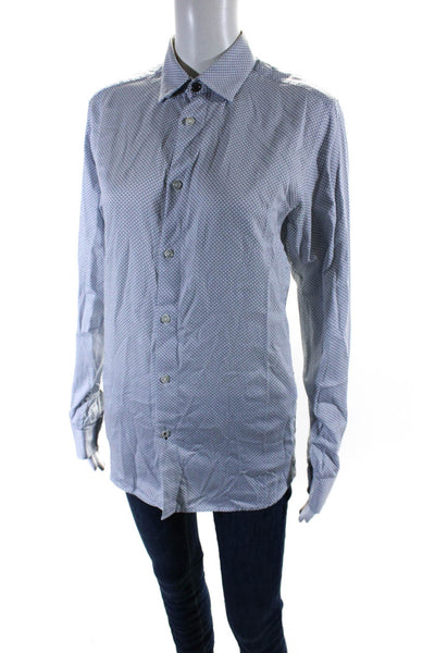 Ted Baker London Womens Collared Long Sleeve Button Down Shirt White Gray Size 2