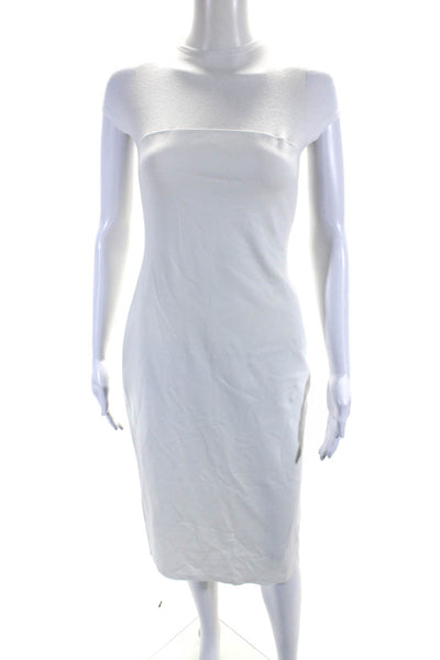 Marcellamoda Womens High Neck Cap Sleeved Knee Length Pencil Dress White Size S