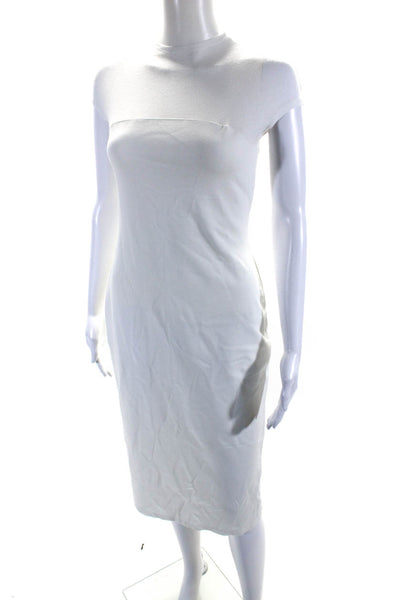 Marcellamoda Womens High Neck Cap Sleeved Knee Length Pencil Dress White Size S