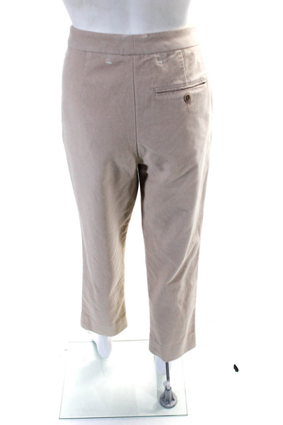 Aspesi Womens Mid Rise Velour Slim Leg Ankle Pants Beige Size 6