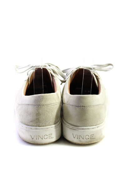 Vince Men's Round Toe Lace Up Suede Rubber Sole Sneakers Beige Size 10